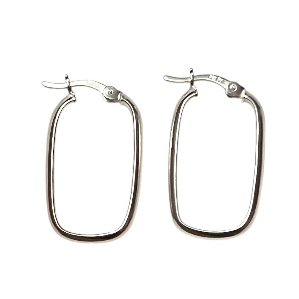 Elegant Sterling Silver Rectangular Hoop Earrings